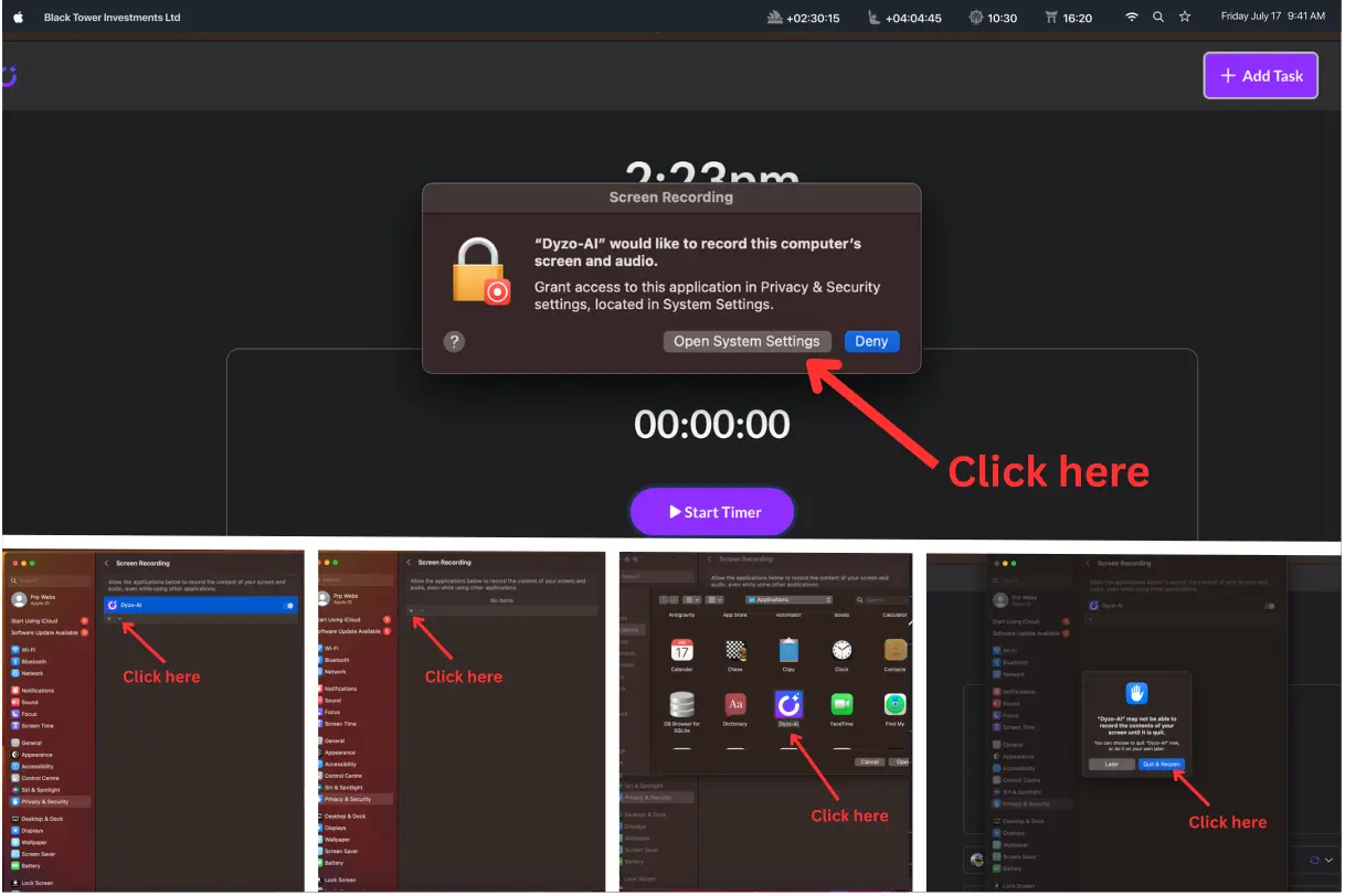 How to Enable Screenshot Permission for Dyzo Timer App on macOS (Complete Step-by-Step Guide)